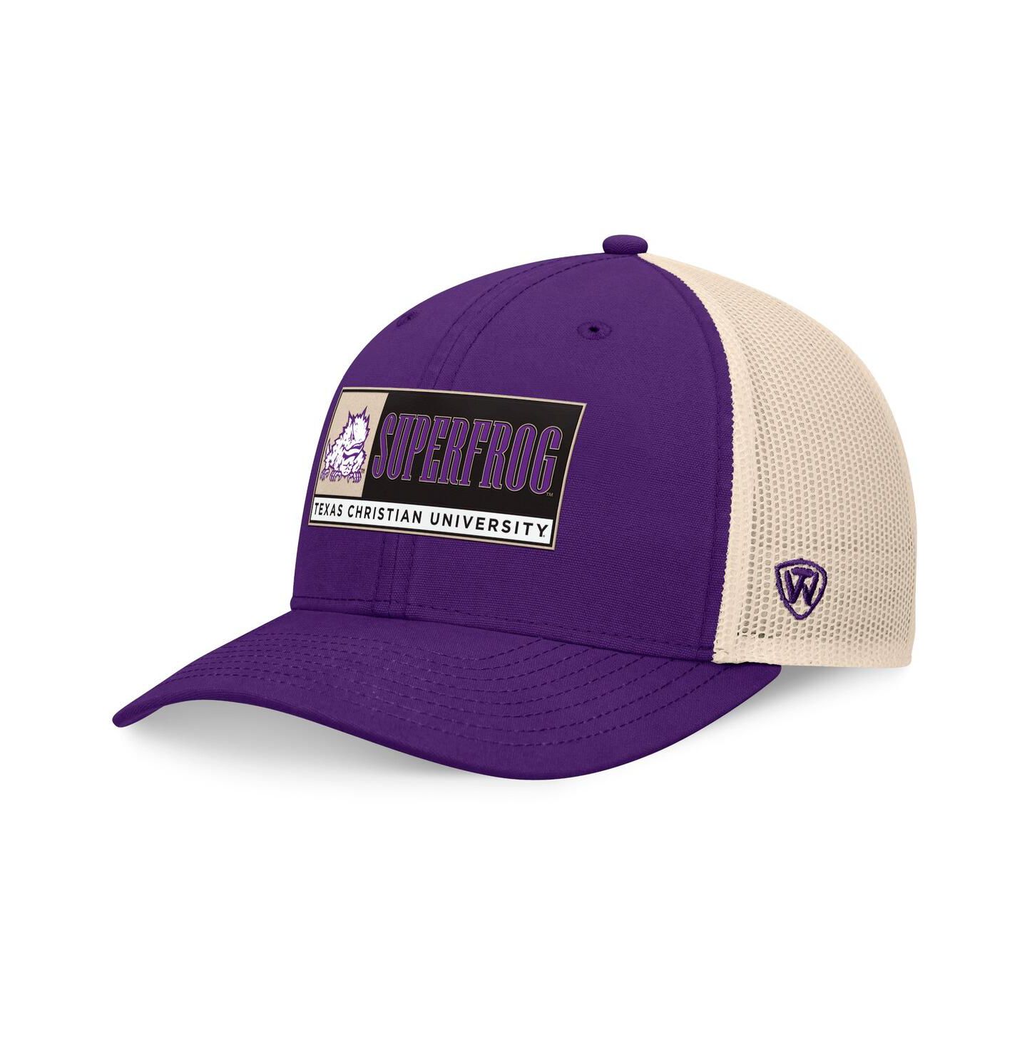 Мужская кепка Top of the World Purple/Natural TCU Horned Frogs Bennett Trucker Adjustable Hat — фото 1