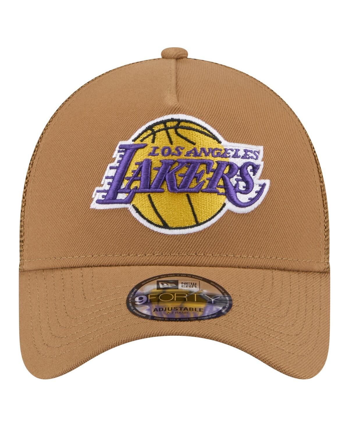 New Era Men'sLos Angeles Lakers 9FORTY A-Frame Trucker Adjustable Hat - Tan