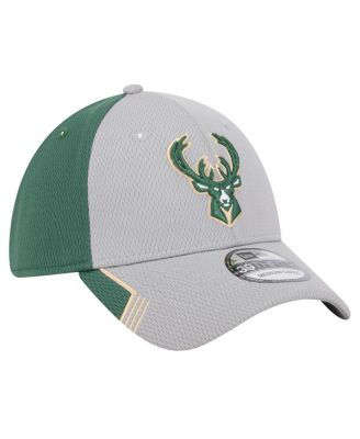 Men's Gray/Hunter Green Milwaukee Bucks Active Trim 39THIRTY Flex Hat