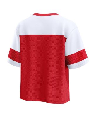 Women's Red/White Kansas City Chiefs Homeschool Jersey Poly V-Neck Fashion Top