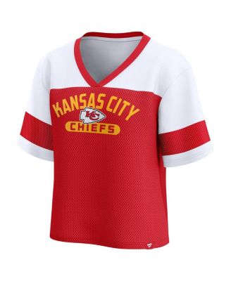 Women's Red/White Kansas City Chiefs Homeschool Jersey Poly V-Neck Fashion Top