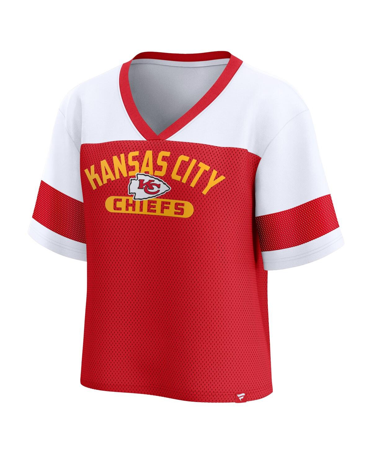 Fanatics Women's Red/white Kansas City Chiefs Homeschool Jersey Poly V-neck Fashion Top In Red,white