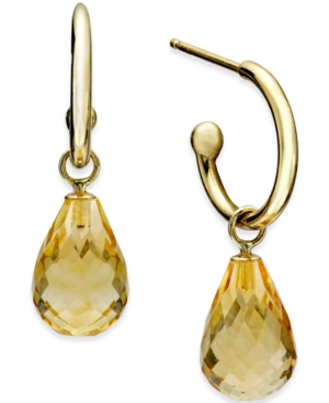 image of Blue Topaz Hoop Earrings (8 ct. t.w.) in 14k Gold (Also in Citrine, Rhodolite Garnet & Amethyst)