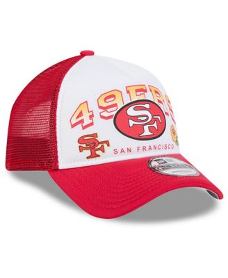 Men's White/Scarlet San Francisco 49ers Retro Wordmark A-Frame 9FORTY Adjustable Hat