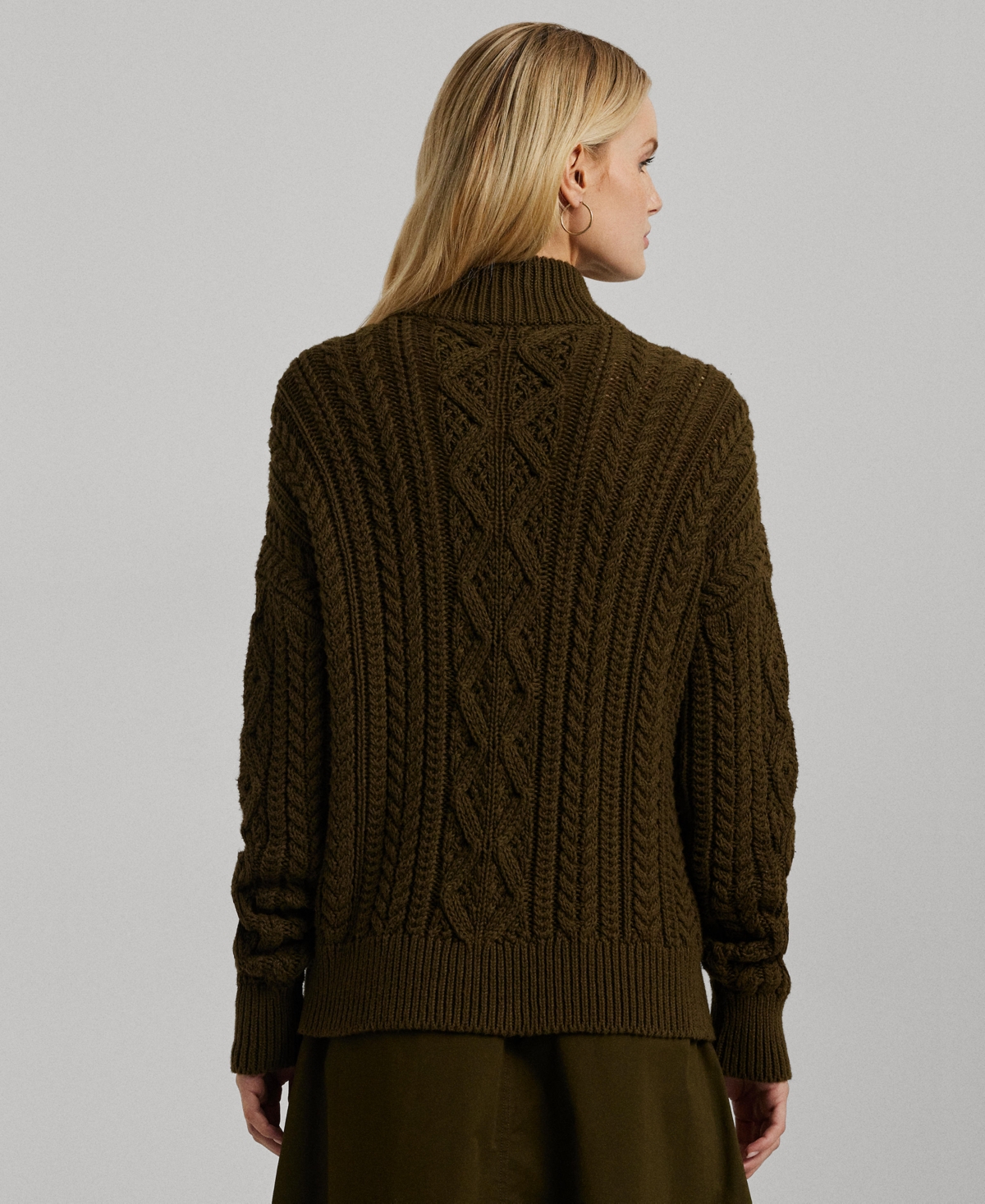 Lauren Ralph Lauren Women's Aran-Knit Cotton Quarter-Zip Pullover
