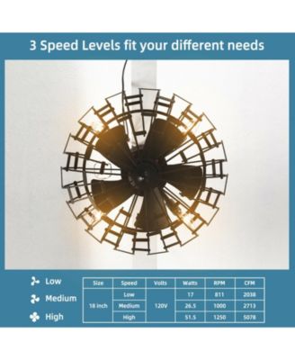 5 Blades Enclosed Ceiling Fan with Light and Remote Control-Black