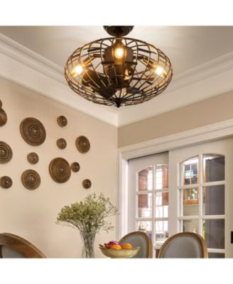 5 Blades Enclosed Ceiling Fan with Light and Remote Control-Black