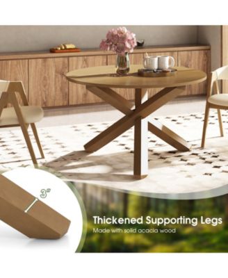 47 Inches Round Dining Table with Solid Acacia Wood Legs