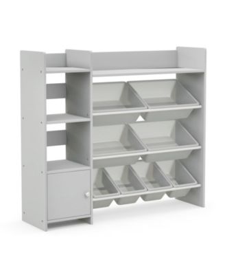 4-Tier Kids Bookshelf and Toy Storage Rack with 8 Toy Organizer Bins