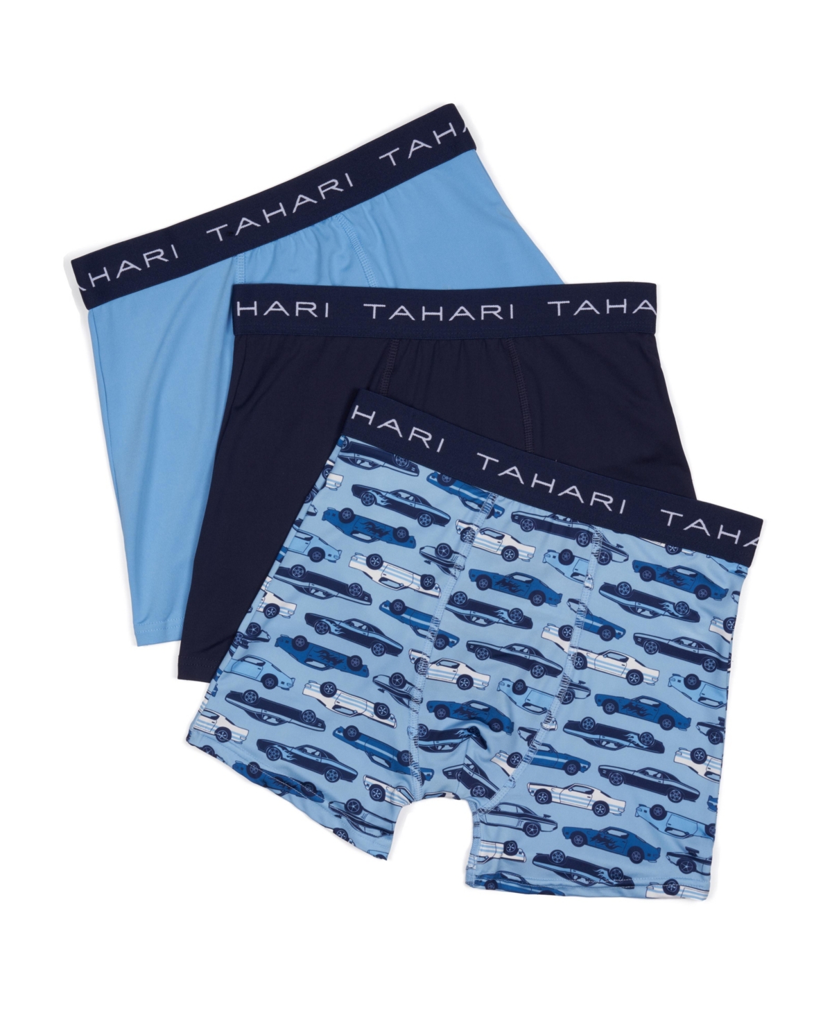 Tahari Toddler Boys 3-Pack Printed and Solid Boxer Briefs with Logo Waistband