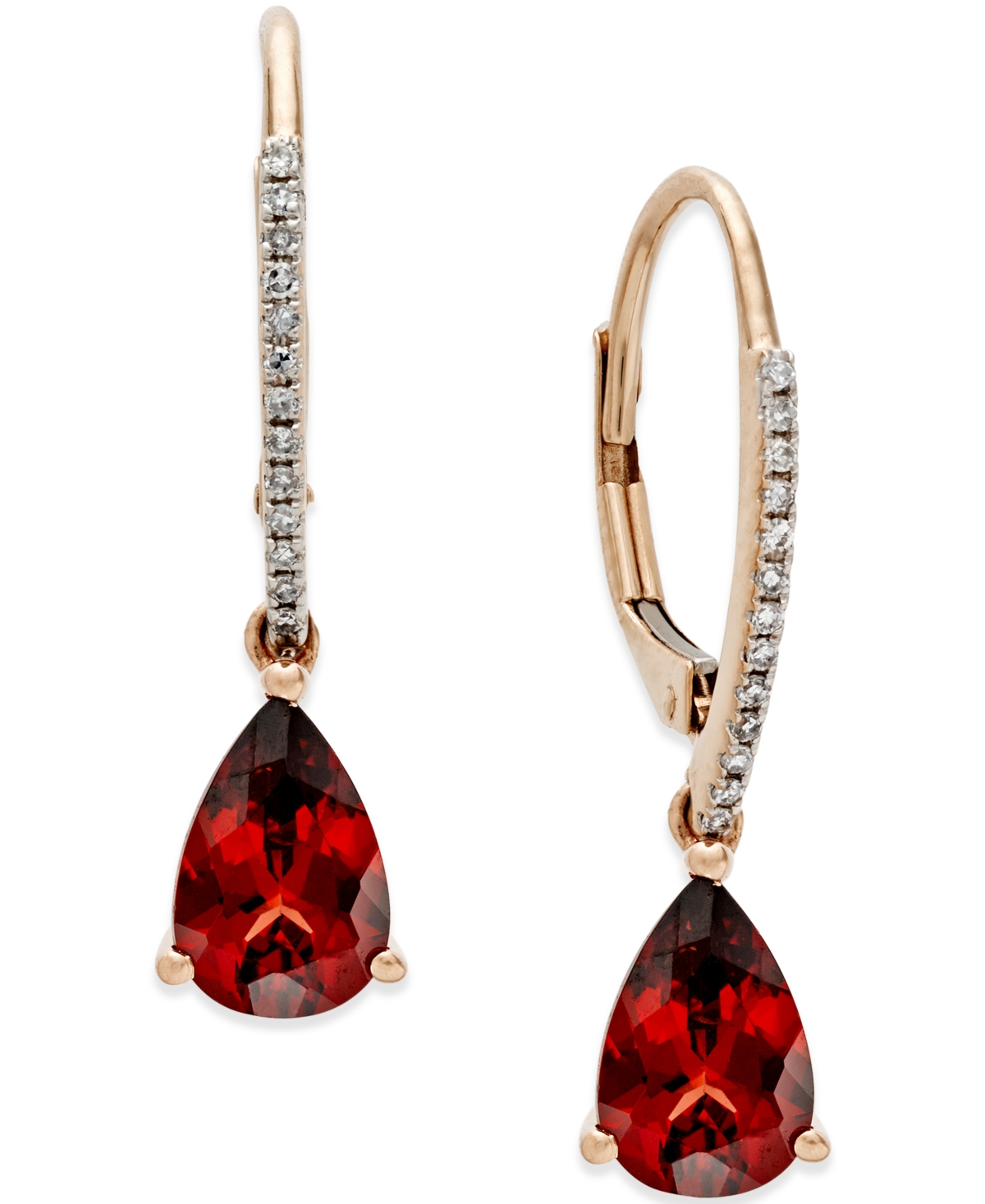 Garnet (2-1/2 ct. t.w.) and Diamond Accent Drop Earrings in 14k Rose Gold (Also in Citrine) - Garnet