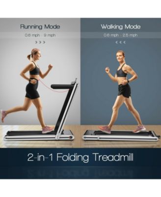 2-in-1 Folding Treadmill with Dual LED Display-Silver