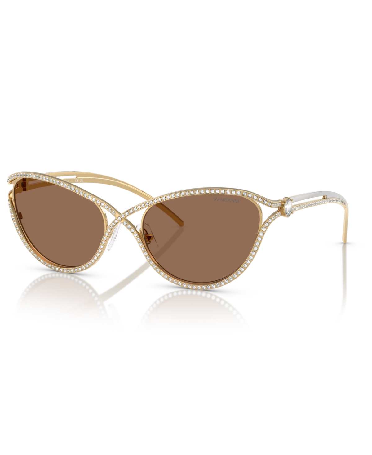 Swarovski Crystal-embellished Cat-eye Sunglasses In Gold
