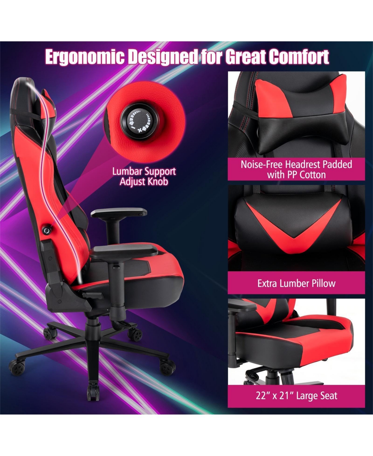 Sugift 360 Swivel Computer Chair with Casters
