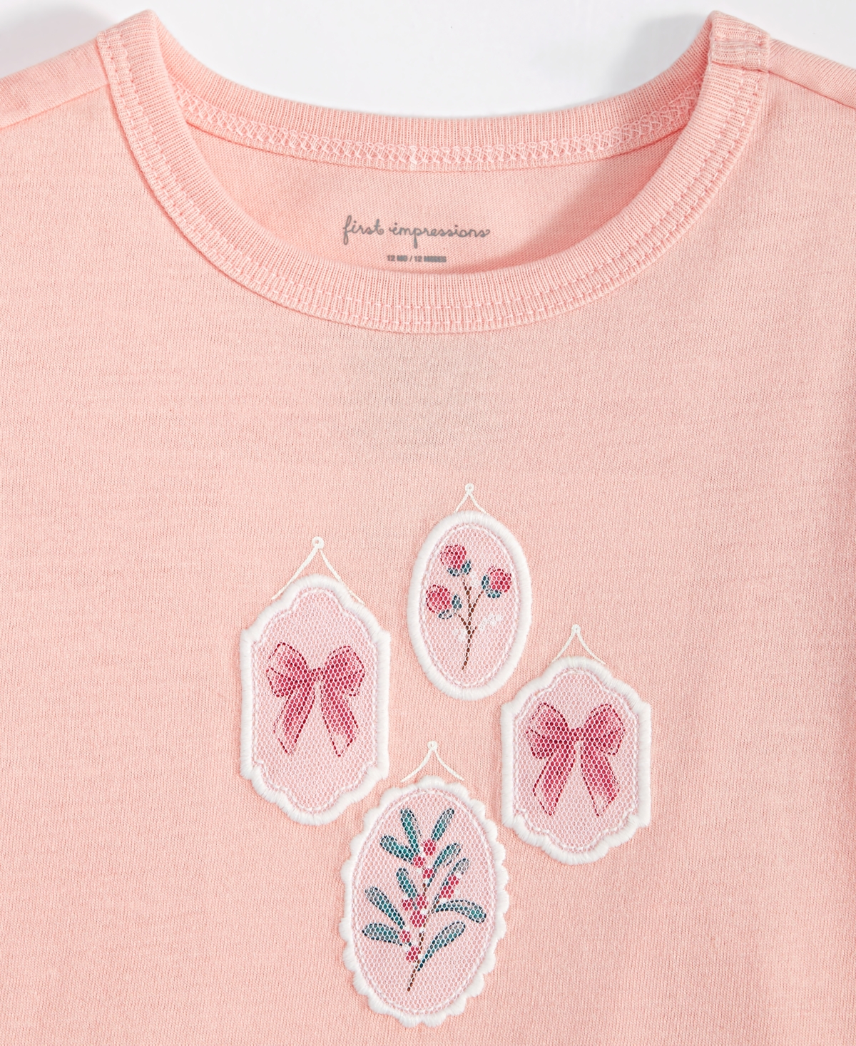 First Impressions Baby Girls Delicate Stamps Graphic Short-sleeve T-shirt, Created For Macy's In New Pale Blush