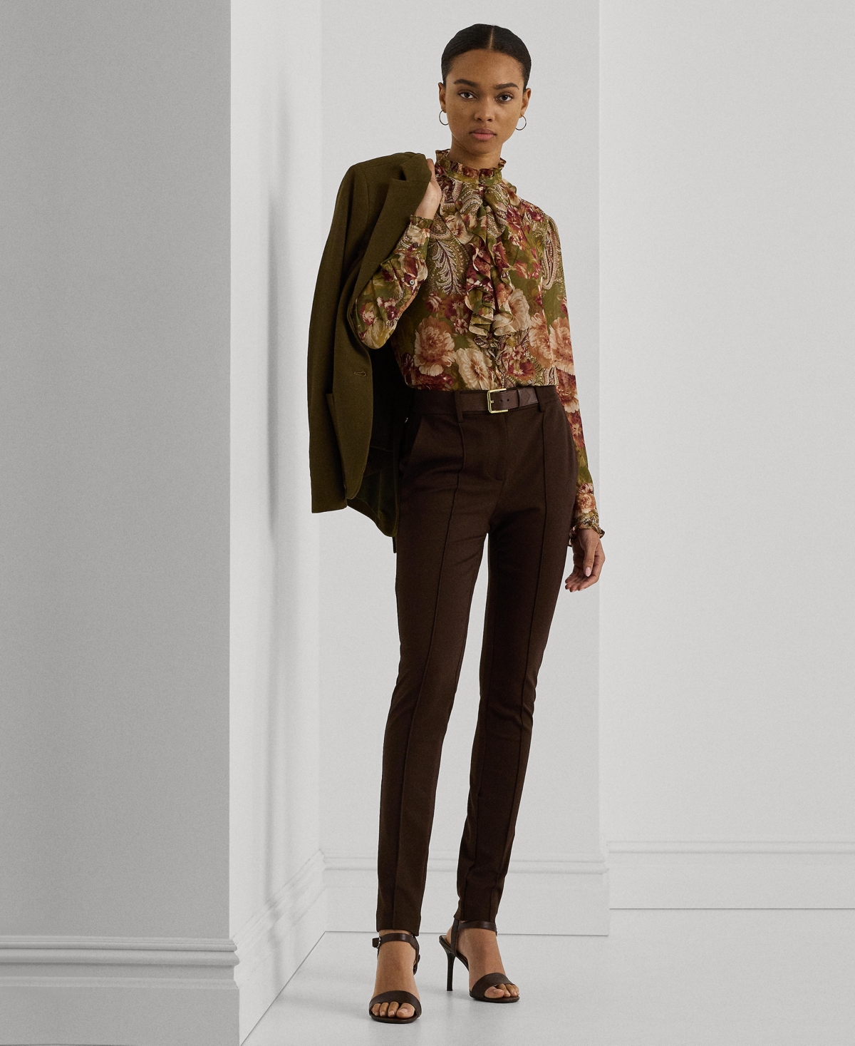 Lauren Ralph Lauren Women's Floral Ruffle-Trim Georgette Blouse