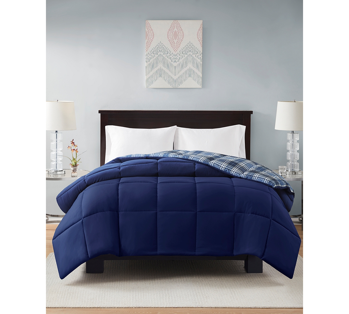 Home Design Lightweight Reversible Down Alternative Microfiber Comforter, King, Exclusively at Macy's