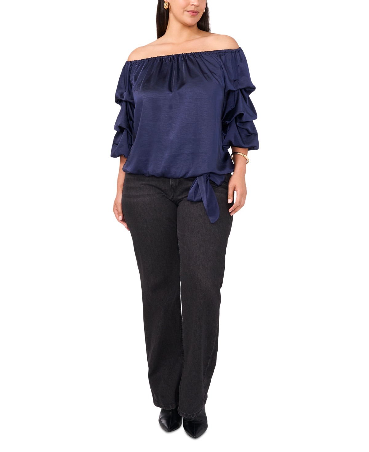 Vince Camuto Plus Size Off-The-Shoulder Bubble-Sleeve Top, Created for Macy's