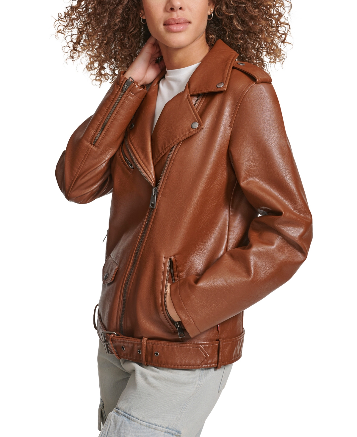 Levi's Women's Faux Leather Longline Belted Moto Jacket