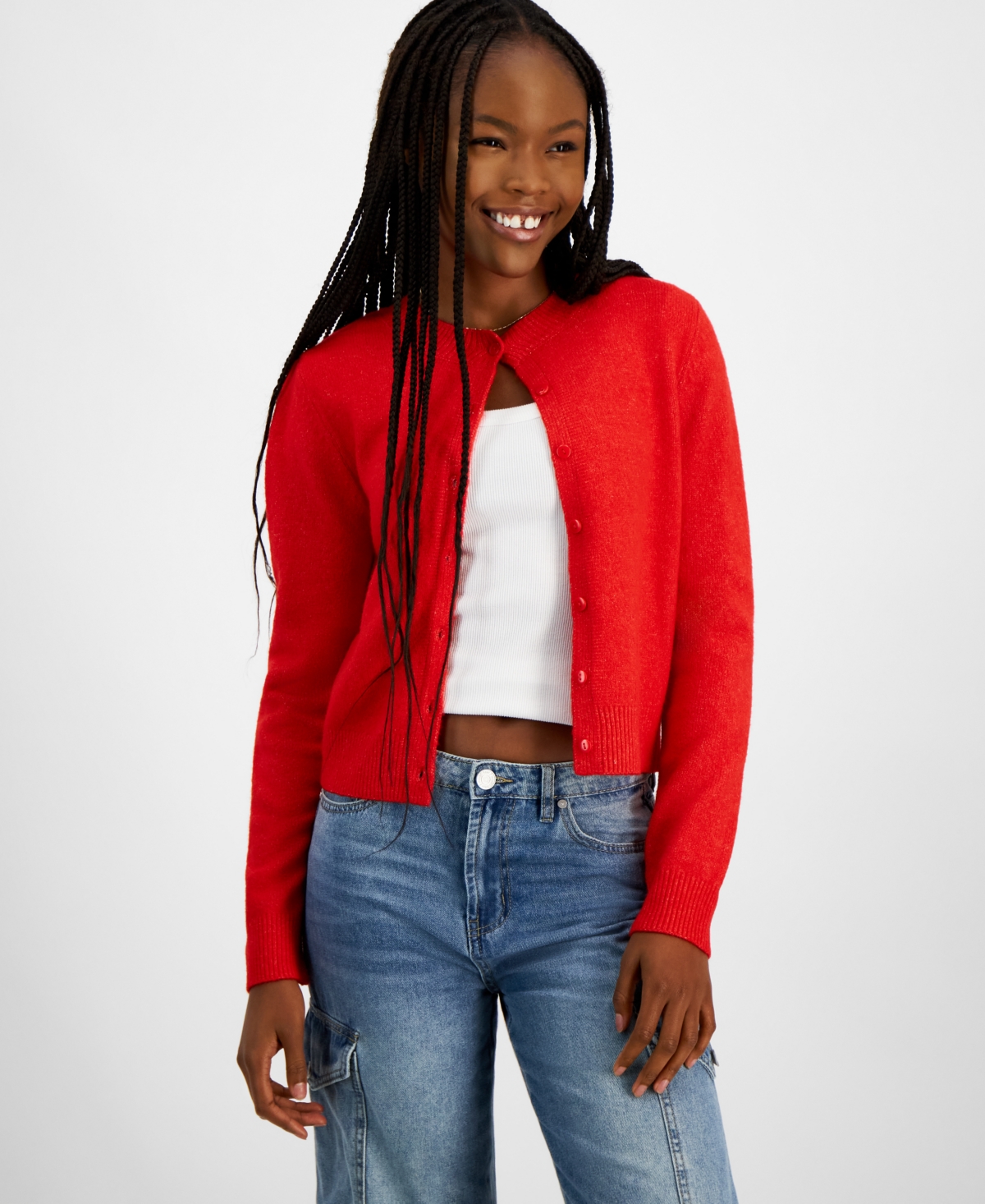 Juniors red cardigan top