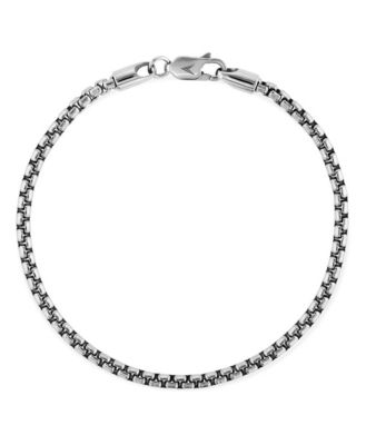 Men's Box Chain Bracelet 3mm Rhodium-Plated Sterling Silver