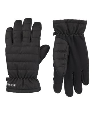 Men's Quilted Pongee Gathered Wrist Water Repellent and Touchscreen Gloves