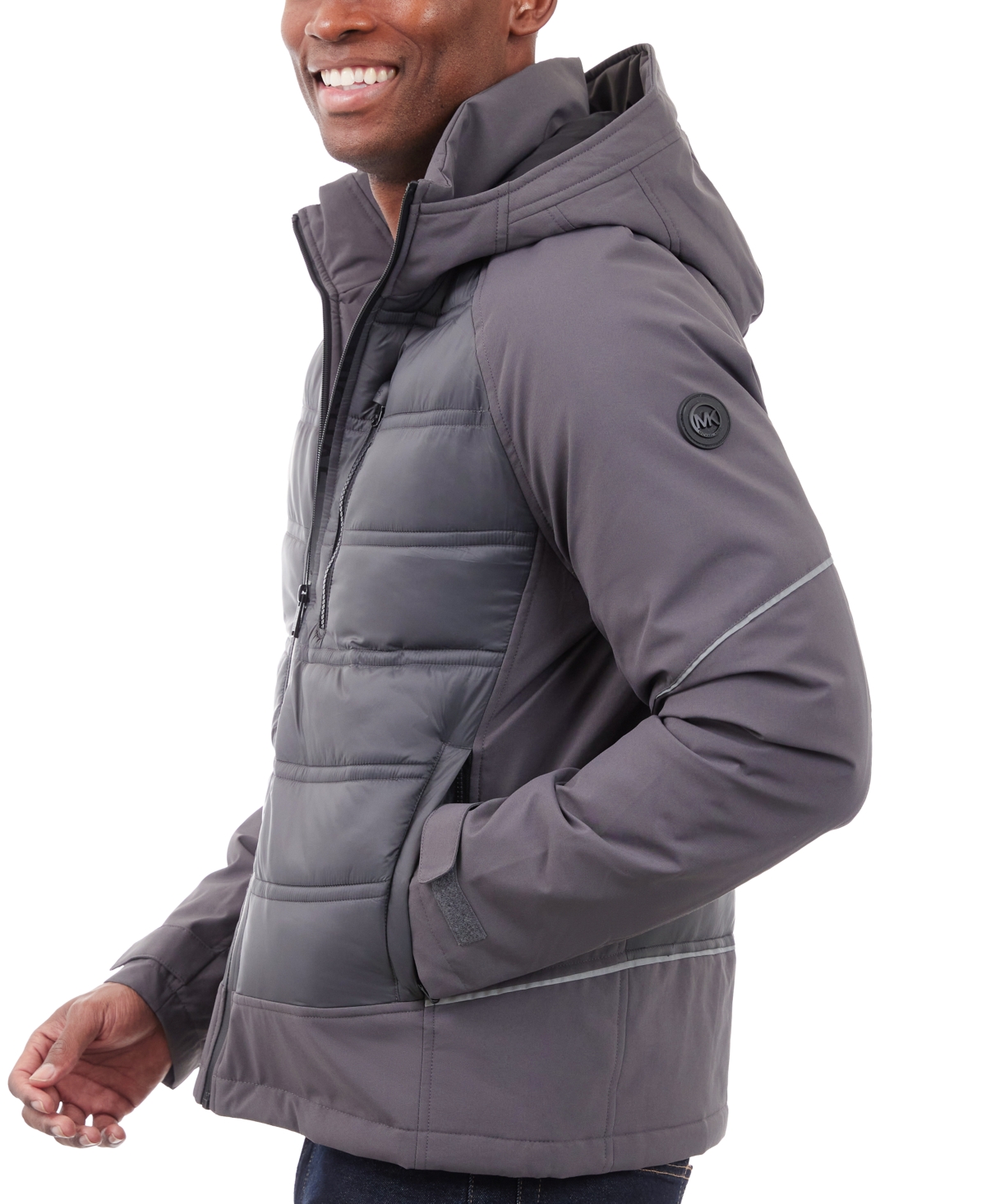 Michael Kors Men's Mixed-Media Full-Zip Hooded Jacket