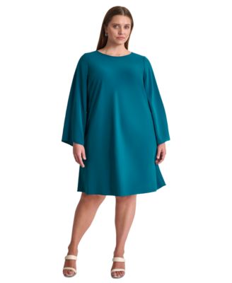 DKNY - Plus Size Jewel-Neck Wide-Sleeve Shift Dress
