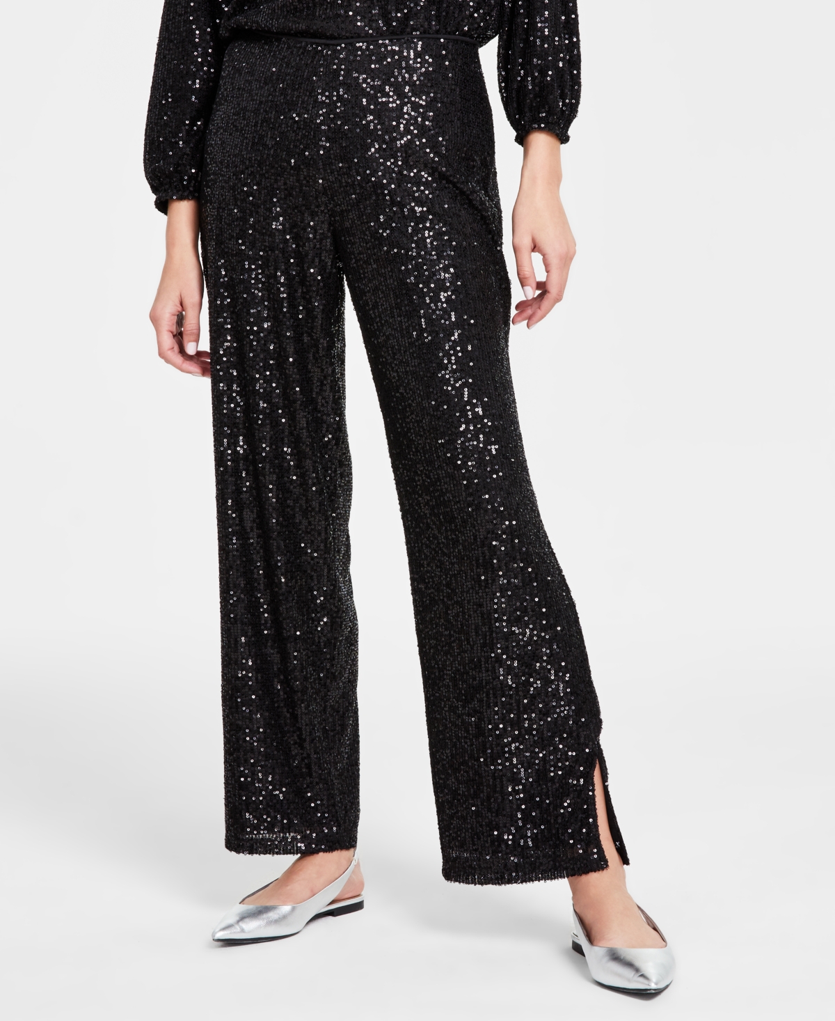 JM COLLECTION WOMEN'S SEQUINED PULL-ON PANTS, CREATED FOR MACY'S 