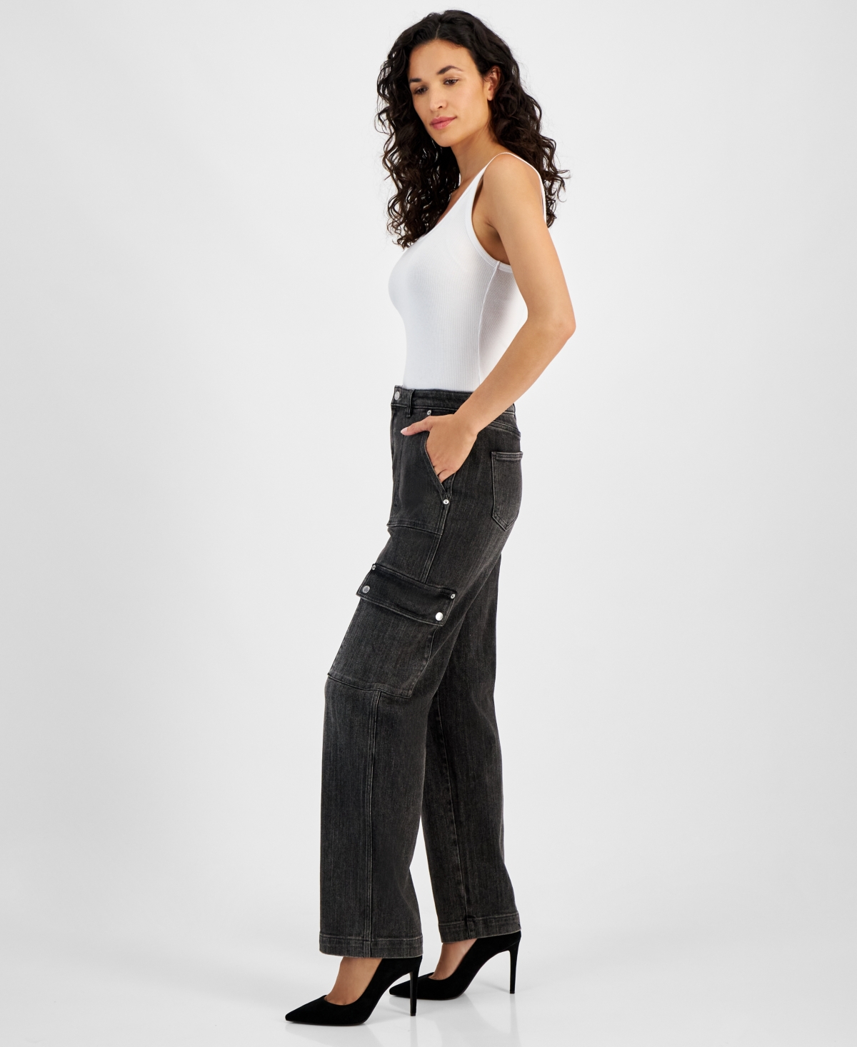 Michael Michael Kors Women's High-Rise Faded Cargo Jeans