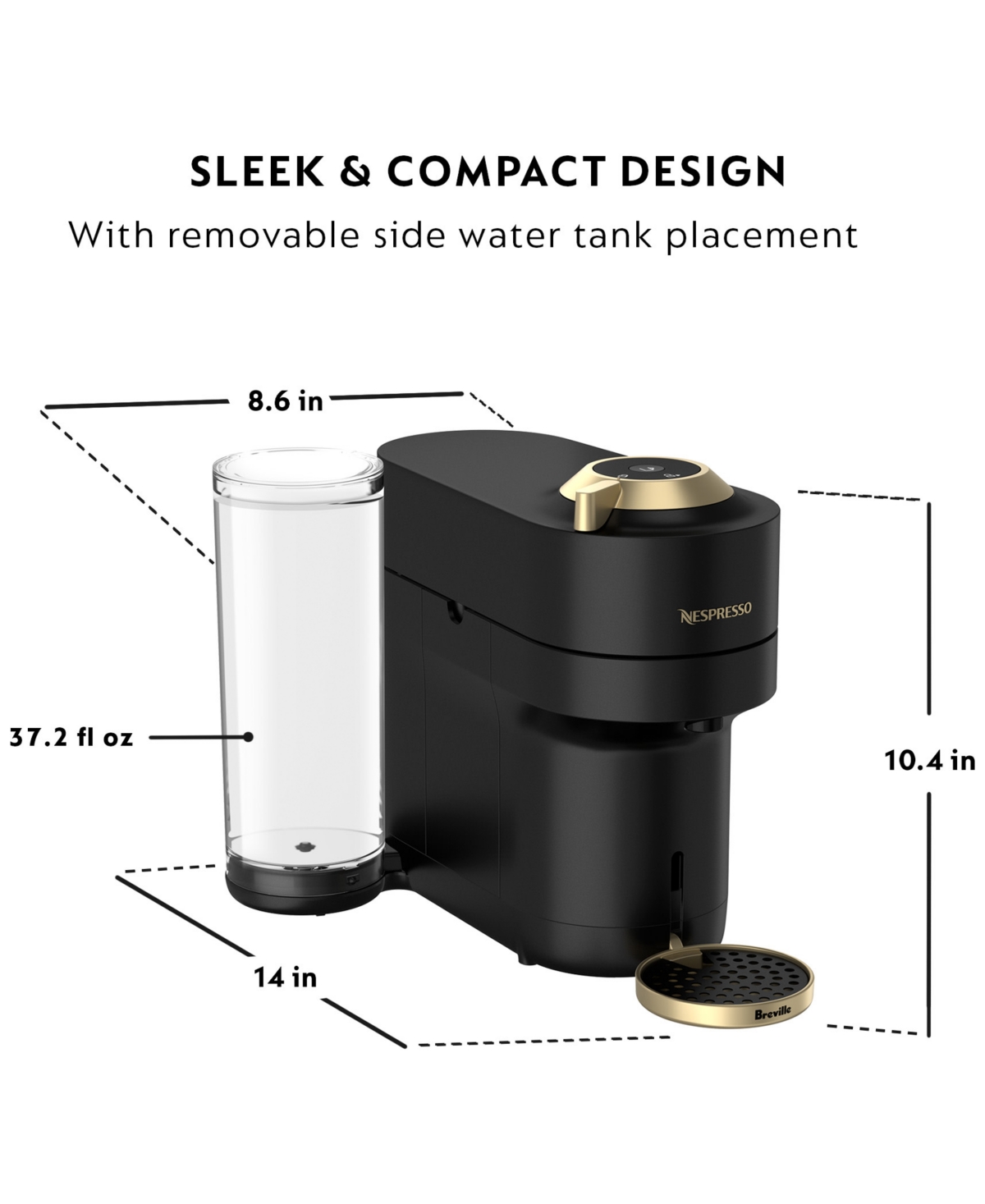 Nespresso Limited-Edition Vertuo Pop+ Deluxe Coffee and Espresso Maker by Breville -gold