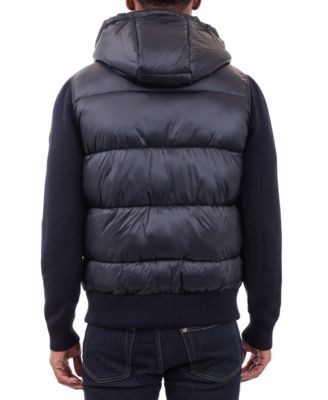 Men's Mixed-Media Hooded Zip Sweater Jacket
