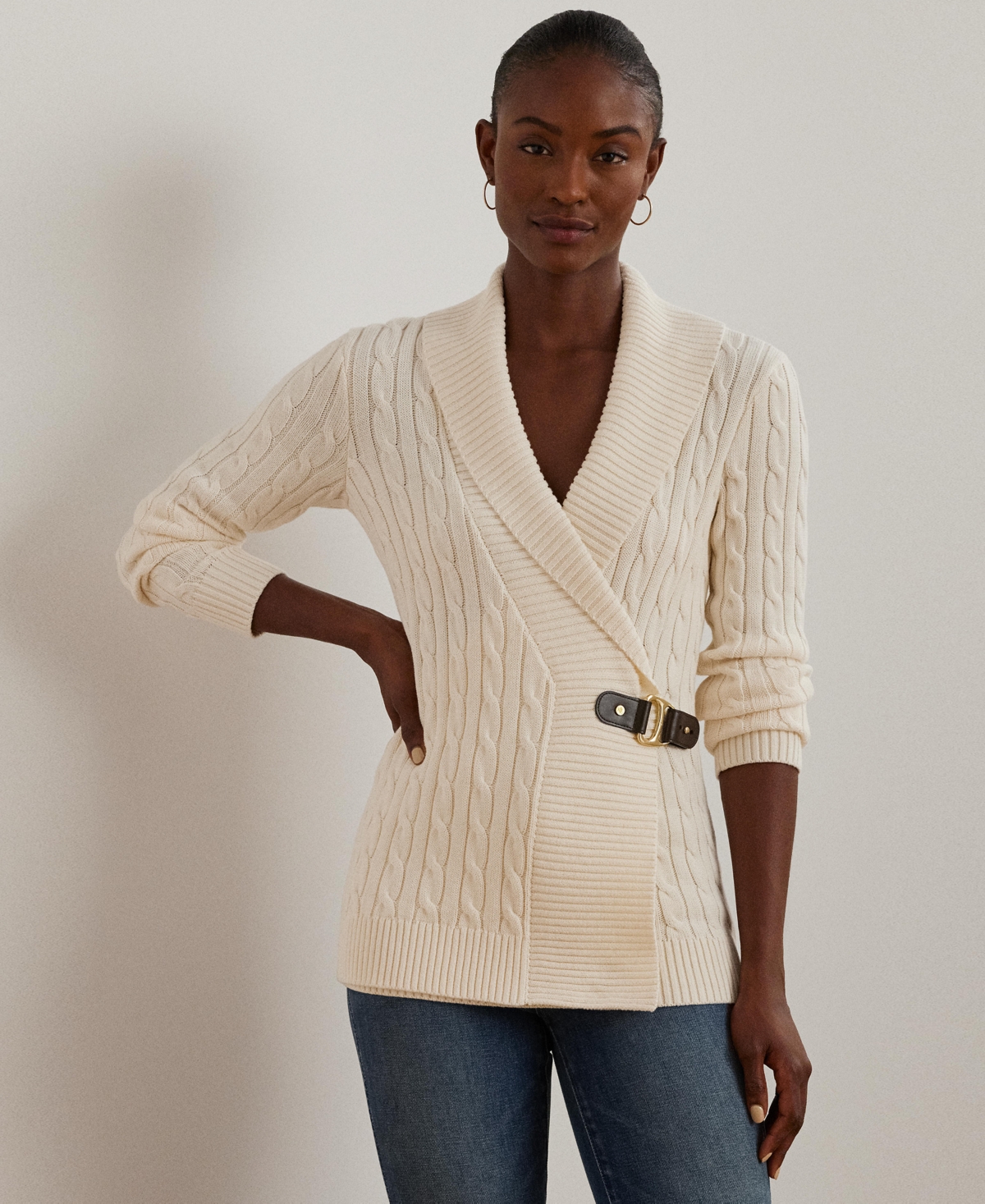 Lauren Ralph Women's Buckled Cotton Sweater