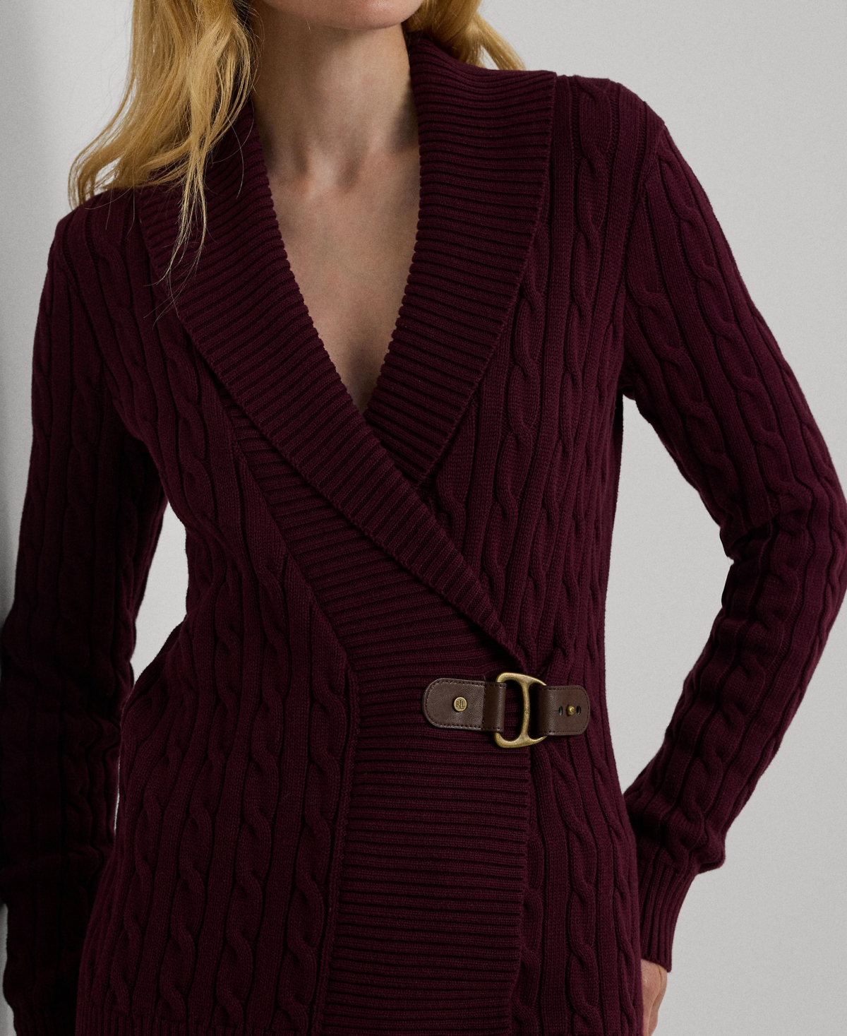 Lauren Ralph Lauren Women's Petite Buckled Cotton Sweater