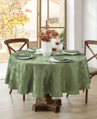 Elegant Woven Leaves Jacquard Damask Tablecloth, 70" Round