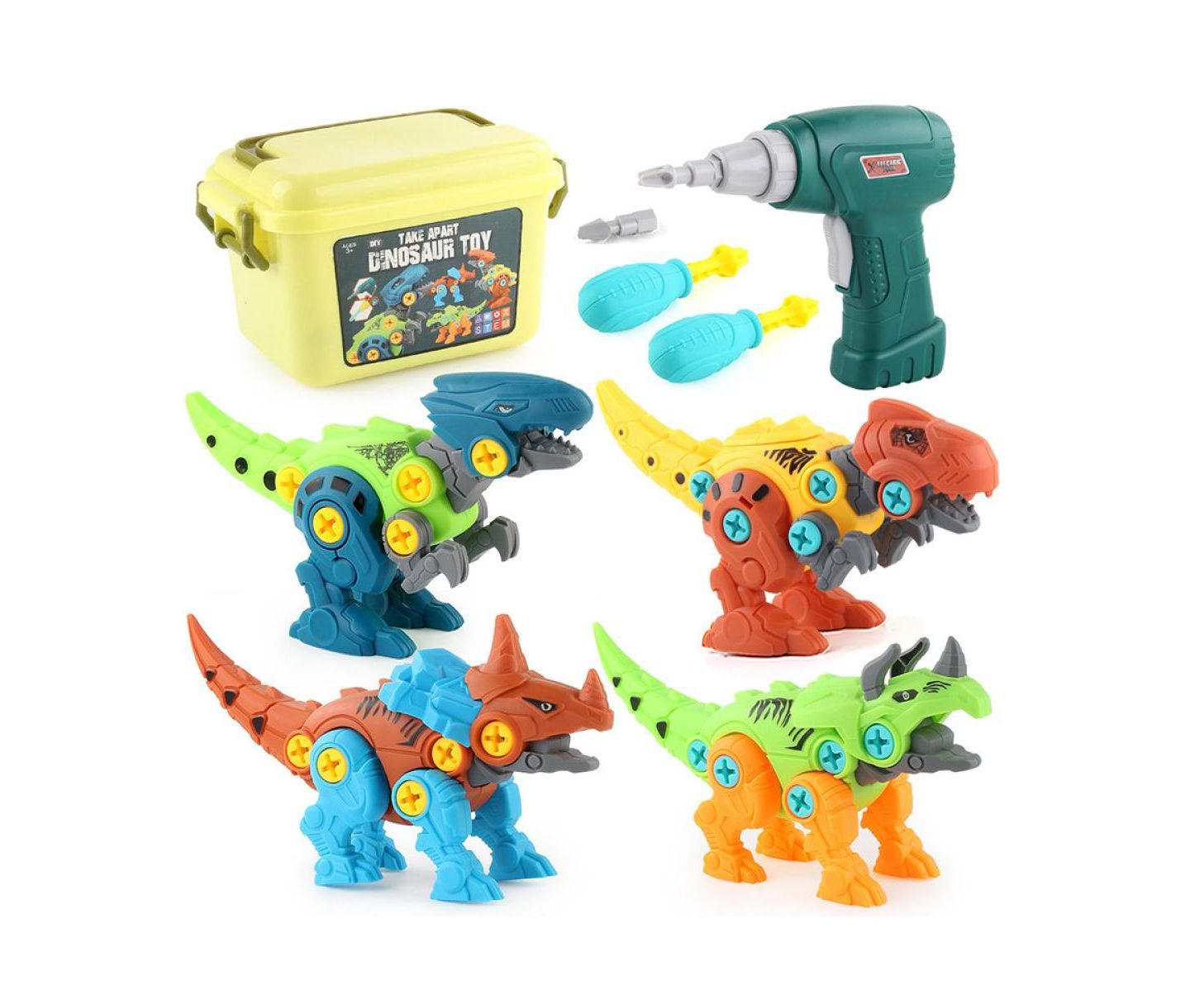 Детский конструктор Cowin Dinosaur Take Apart Stem 4-Piece Building Set, Ages 4+ — фото 1