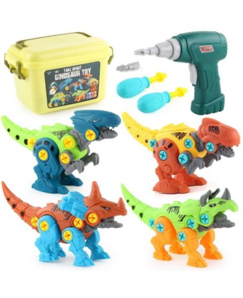 Детский конструктор Cowin Dinosaur Take Apart Stem 4-Piece Building Set, Ages 4+, цвет: Жёлтый