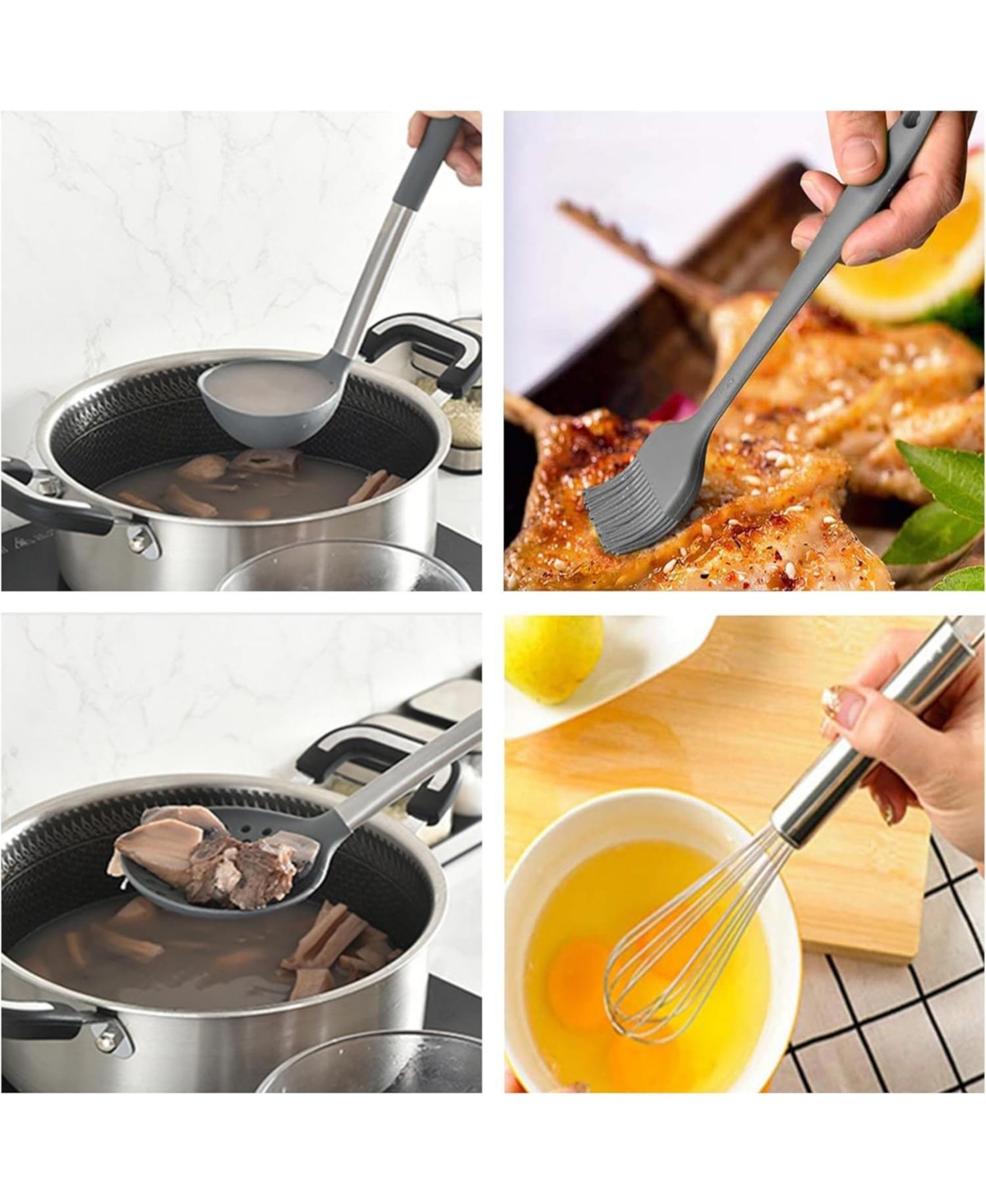 Mega Casa Kitchen Cooking Utensils Set, 12-piece Non-stick Kitchen Silicone Utensils Set Heat-resistant Stainless Steel Handle,Bpa-Free, Kitchen Tool