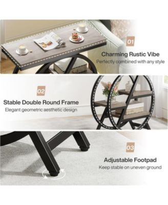 Wood End Table Set of 2, 3-Tier Narrow Sofa Side Table with Storage, Industrial Nightstand and Bedside Table