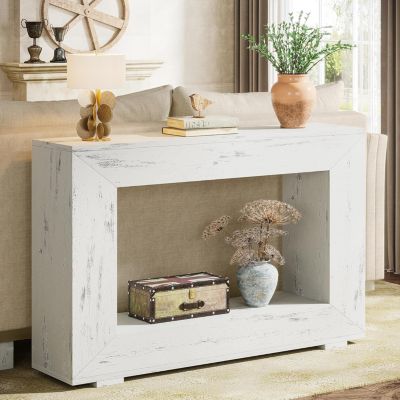 Farmhouse Console Table, 47 Inches Entryway Console Table with Storage, Industrial Hallway Accent Table for Living Room, Entrance