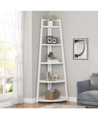 Corner Bookshelf 5-Tier Standing Shelving Unit for Living Room, Kitchen, Home Office, Indoor Plant Stand