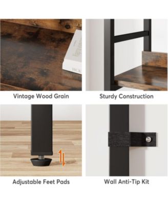 5-Tier Industrial Bookshelf, 71”H x 47”W Etagere Bookcase, Freestanding Double Wide Book Shelf for Storage and Display