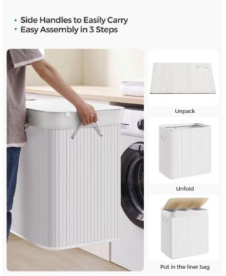 3-Section Laundry Hamper with Lid