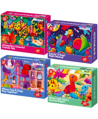 4 x 30 Pieces Jigsaw Puzzles for Toddlers 3-5 - Dinosaur, Animals, Meadow Girls