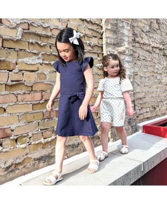 Little Girls Organic Flutter Sleeve Wrap Back Knit Romper