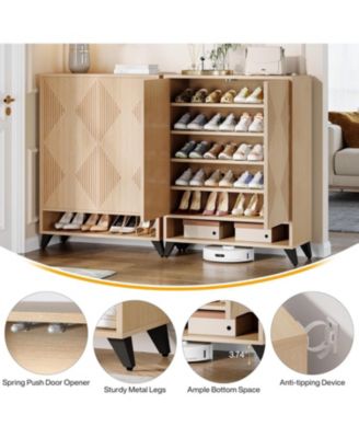 6-Tier Shoe Cabinet with Doors – Modern wooden organizer with adjustable shelves for entryway, bedroom, or living room