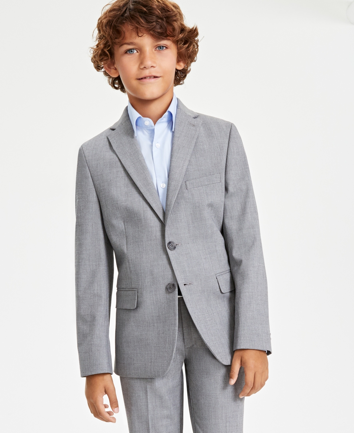Kenneth Cole Reaction Big Boys Twill Slim Fit Stretch 2-Piece Suit