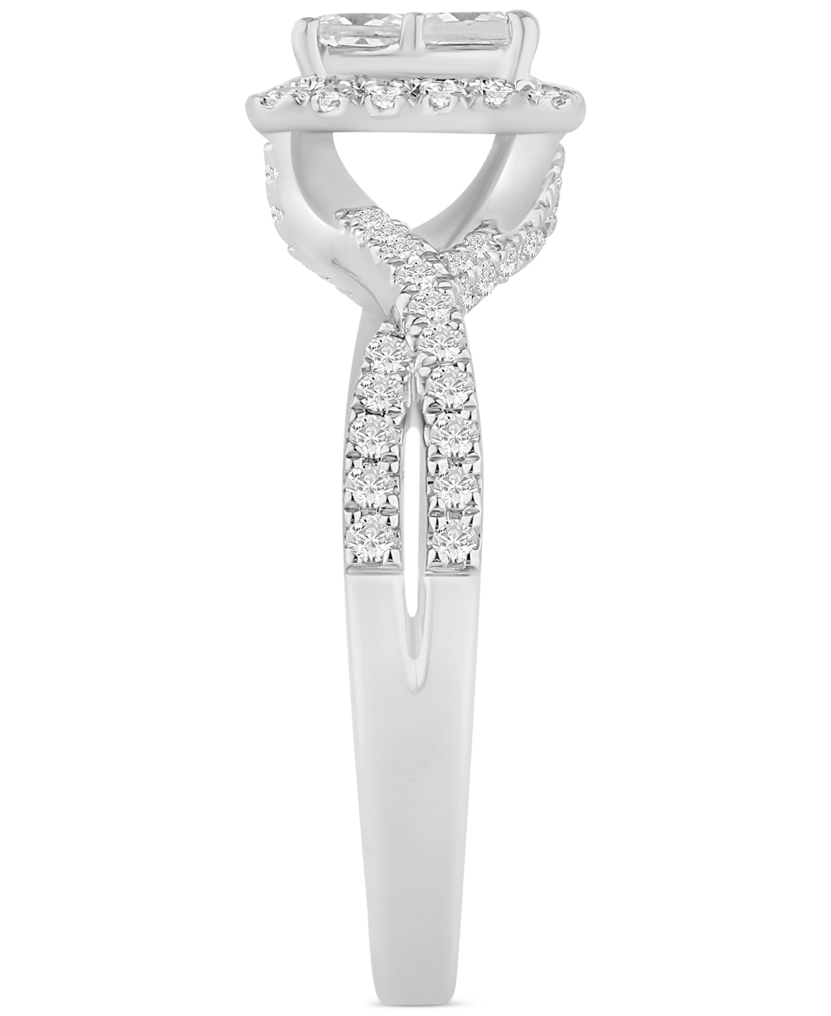 Macy's Diamond Princess Halo Cluster Engagement Ring (1 Ct. T.w) In 14k White Gold In White Gold