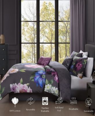 Elegant Blossoms Bedding 100% Cotton 5 Piece King Size Reversible Comforter Set