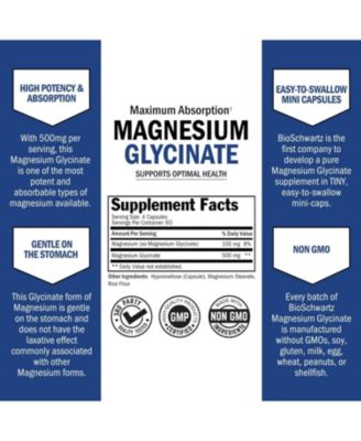 Magnesium Glycinate 500mg Capsules | Maximum Absorption Magnesium Supplement | 240ct
